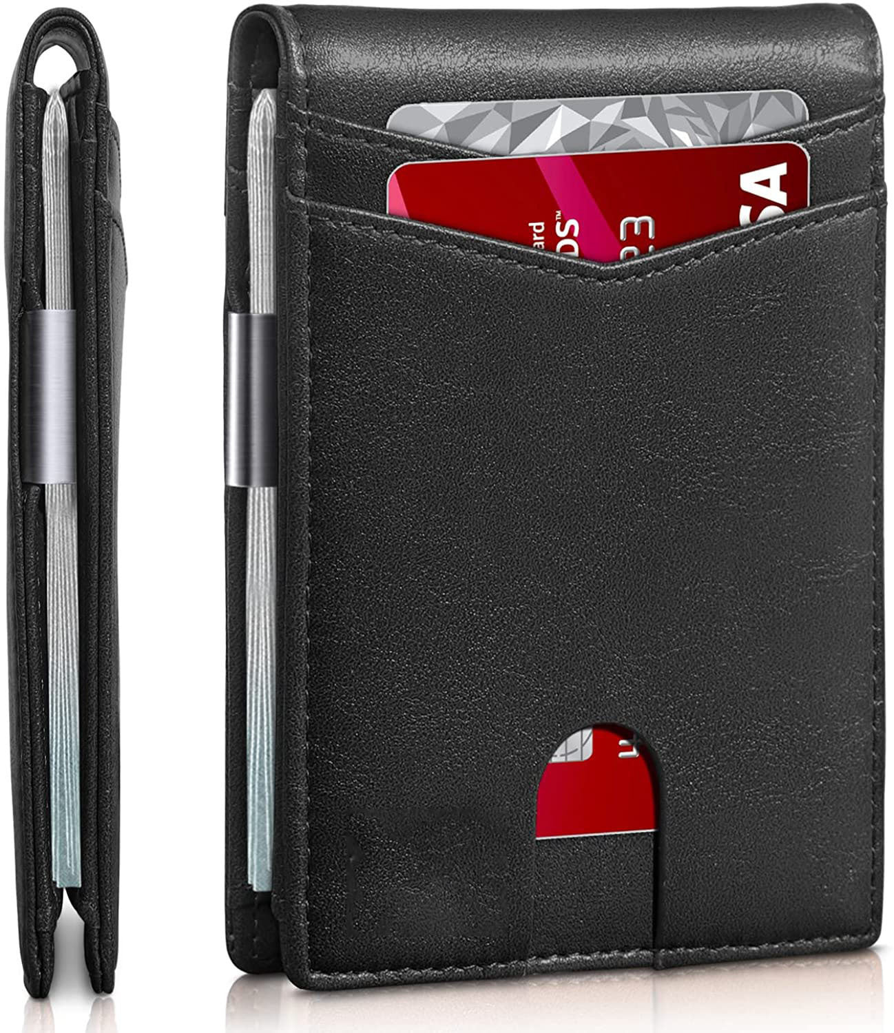 PU Leather Anti-Theft Card Holder Wallet – Slim Multi Card Slots for Men & Women Pure Black
