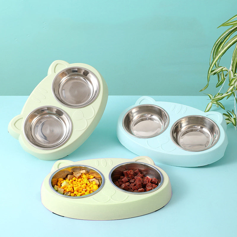 No-Spill Pet Feeding Station – Double Bowls for Cats & Small Dogs
