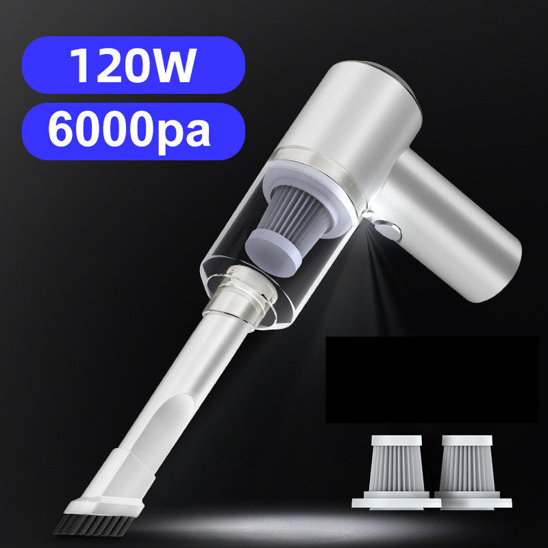 Rechargeable 120W Cordless Car Vacuum – High Suction, Portable with 6000Pa Power