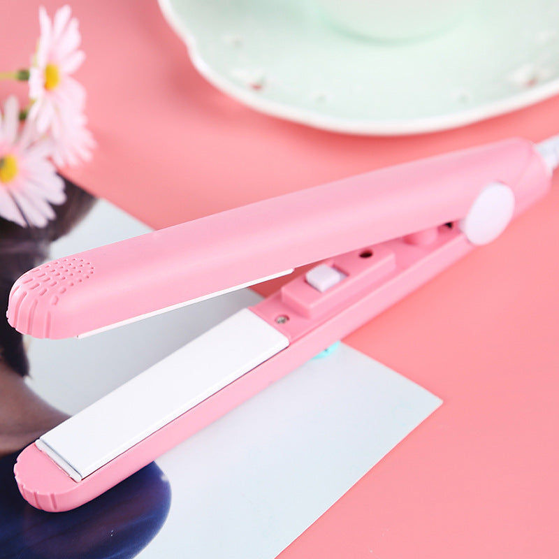 Mini Electric Hair Straightener | Compact Coil Bar Splint for Quick Styling Pink