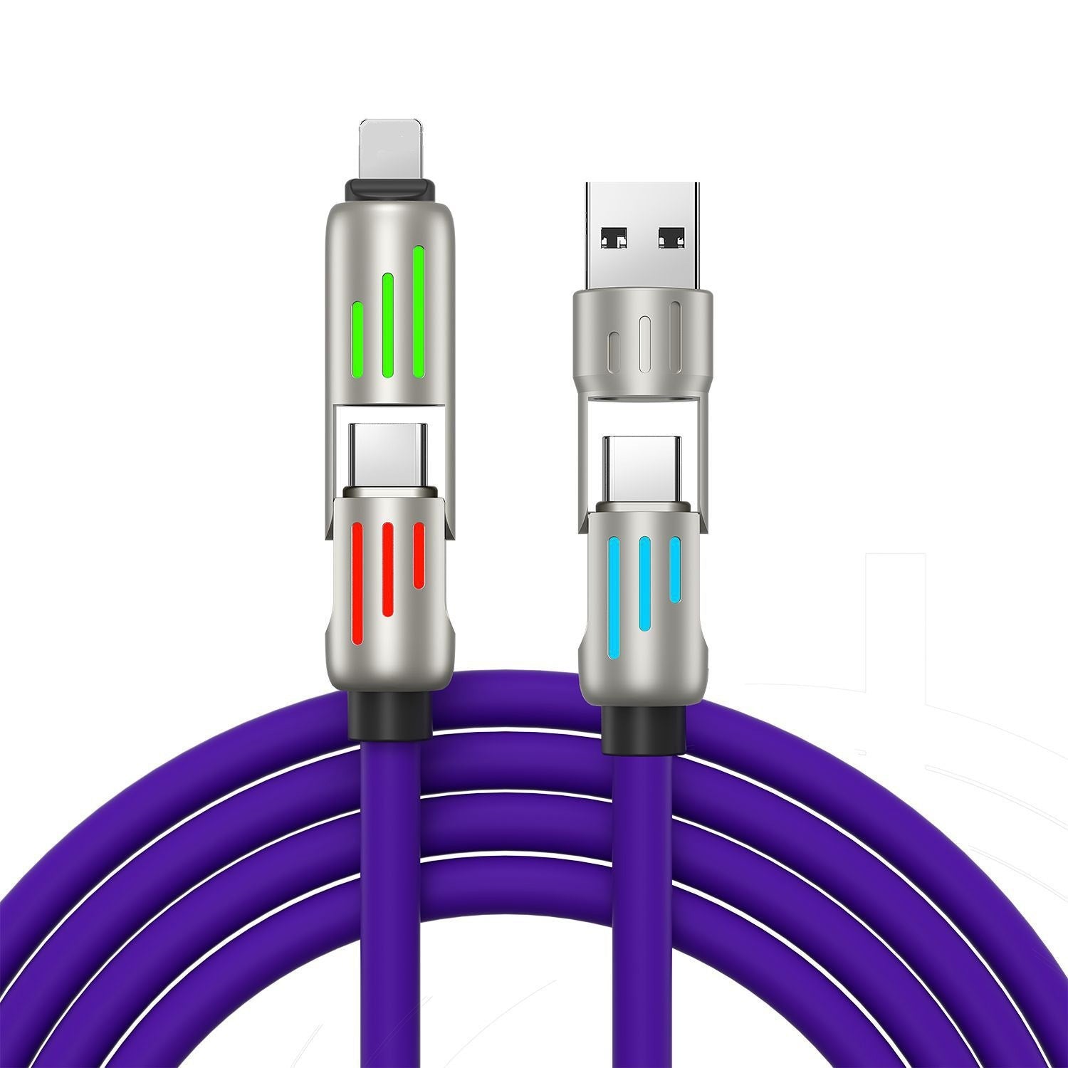 Universal 4-in-1 Fast Charging Cable – 240W USB-C, Micro, Lightning Multi-Charger