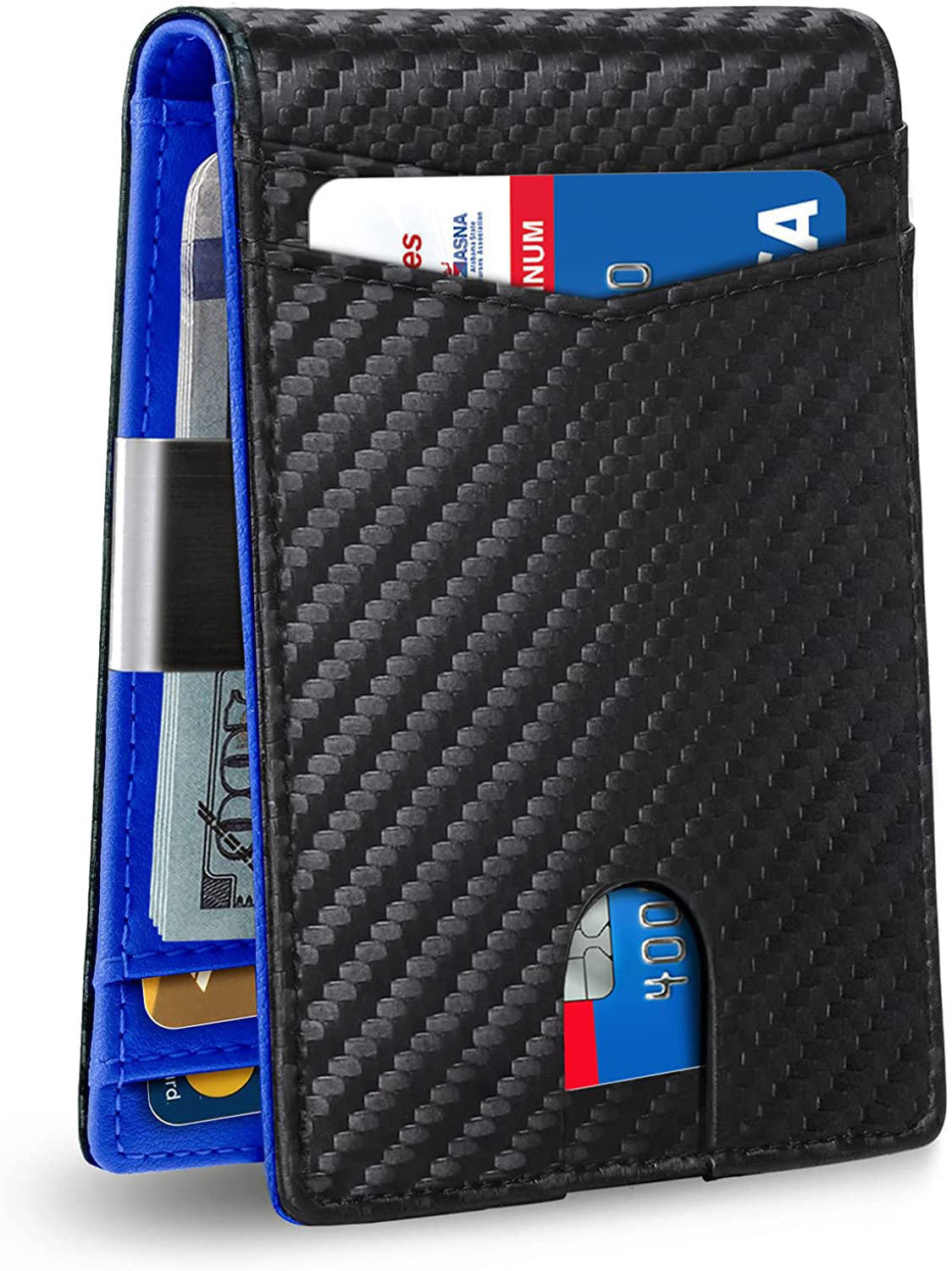 PU Leather Anti-Theft Card Holder Wallet – Slim Multi Card Slots for Men & Women Blue