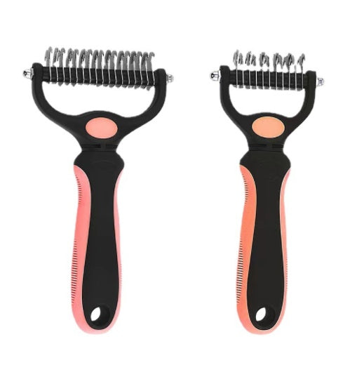 Pet Knot Remover Comb – Stainless Steel Grooming Tool for Cats & Dogs Orange L Double sided