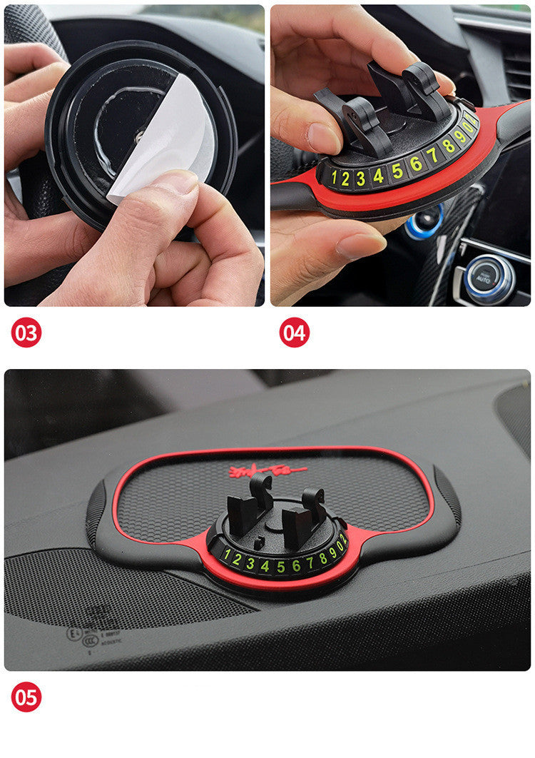 Universal Dashboard Anti-Slip Mat with Mobile Holder & Emergency Stop Sign