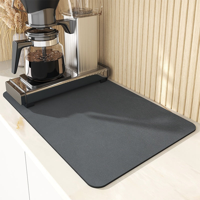 Multi-Size Absorbent Drying Mat for Coffee Machines & Dishes Black