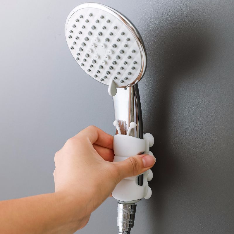 Suction Cup Shower Bracket – Adjustable Wall-Mounted Faucet Holder White