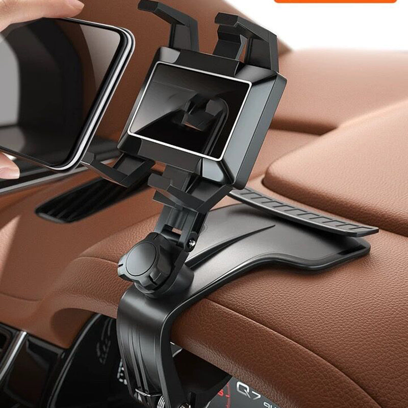Multi-Function Car Phone Stand with Triple Swivel & Parking Card Slot