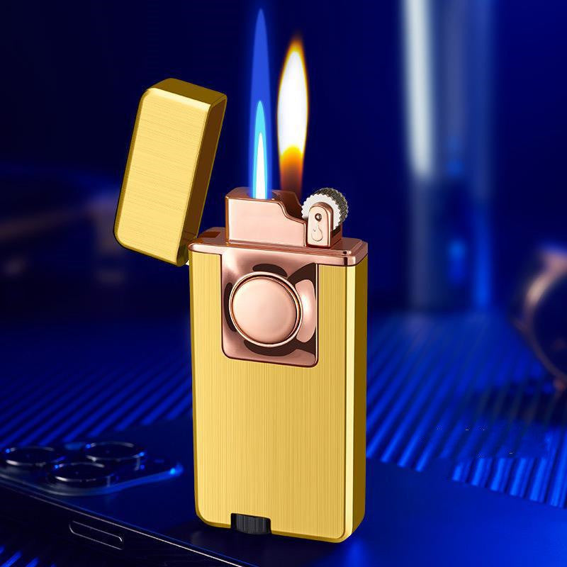 Creative Sand Wheel Metal Lighter – Refillable & Collectible Gold Brushed With Gift Box