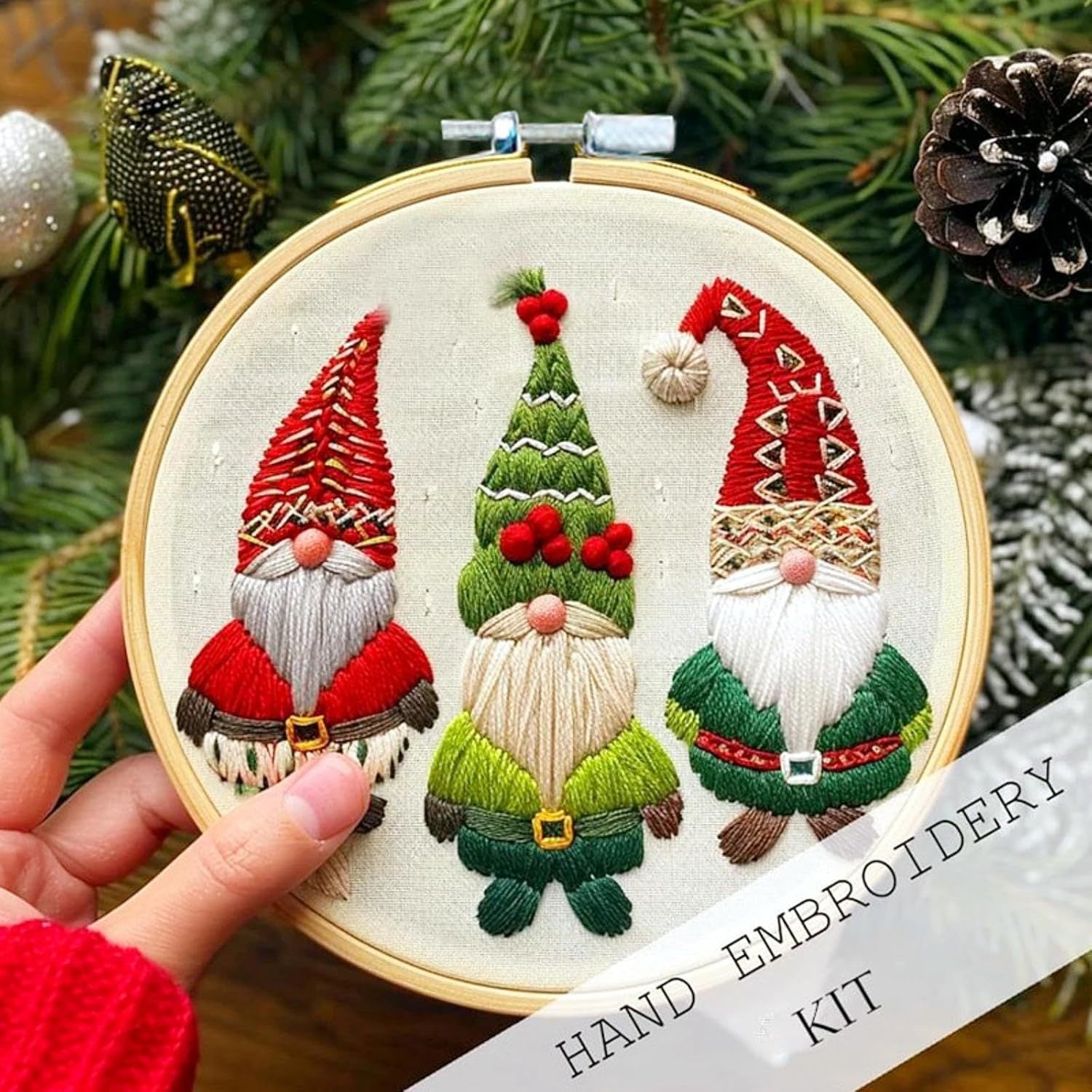 Christmas Embroidery Kit – Handmade DIY Needlework Set with Festive Patterns for Home Decor