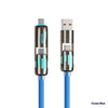 Universal 4-in-1 Fast Charging Cable – 240W USB-C, Micro, Lightning Multi-Charger Blue