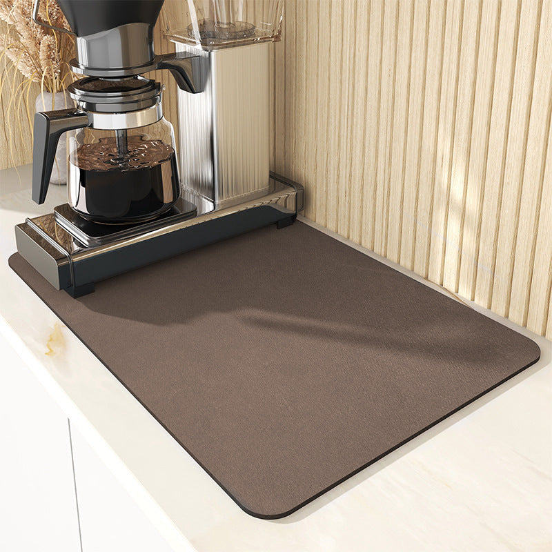 Multi-Size Absorbent Drying Mat for Coffee Machines & Dishes Brown