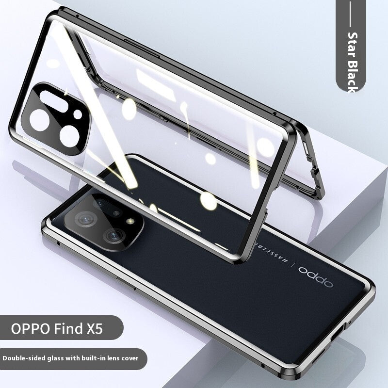 Magnetic Double-Sided Glass Phone Case – Full Body Shockproof Cover for OPPO Black