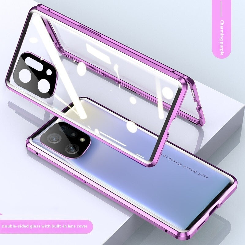 Magnetic Double-Sided Glass Phone Case – Full Body Shockproof Cover for OPPO Purple OPPO A96 4G