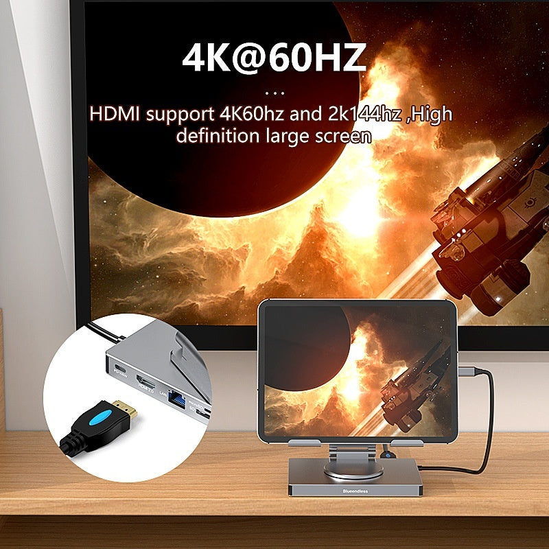 Multifunctional Type-C Adapter with Bracket – USB-C Hub for Tablets & Phones