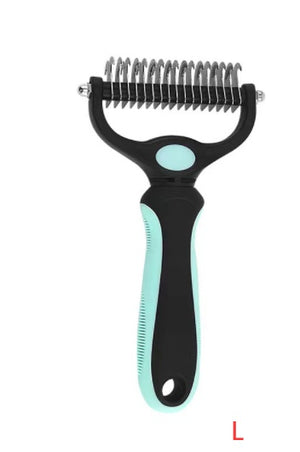 Pet Knot Remover Comb – Stainless Steel Grooming Tool for Cats & Dogs Green L Double sided