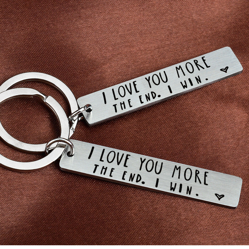 Stainless Steel Rectangle Keychain – Unisex Valentine's Gift