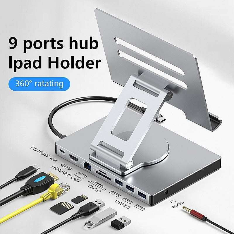 Multifunctional Type-C Adapter with Bracket – USB-C Hub for Tablets & Phones
