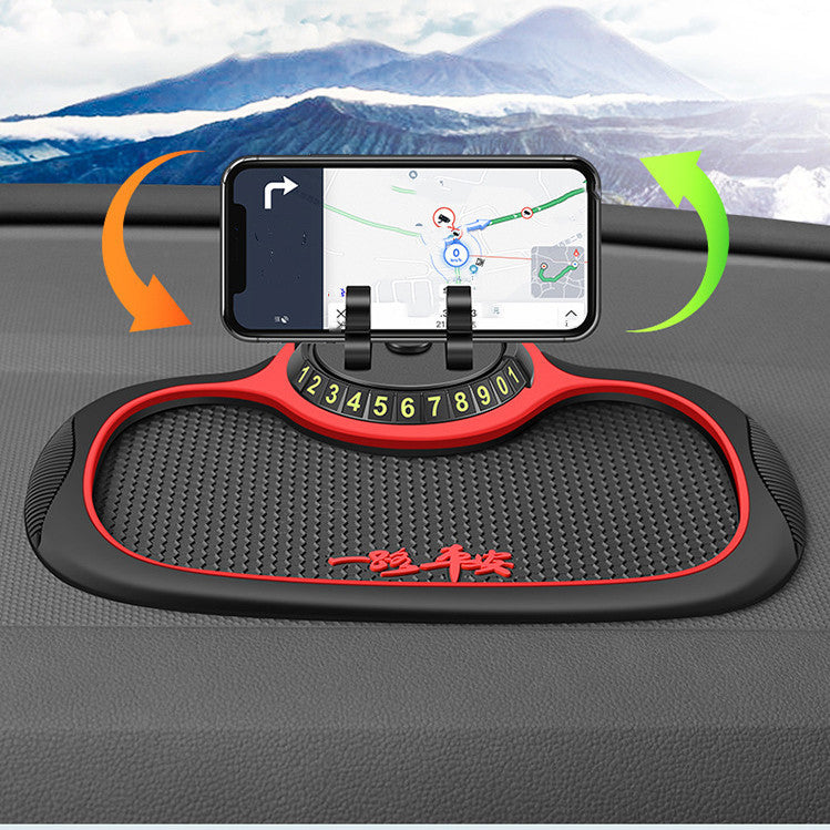 Universal Dashboard Anti-Slip Mat with Mobile Holder & Emergency Stop Sign