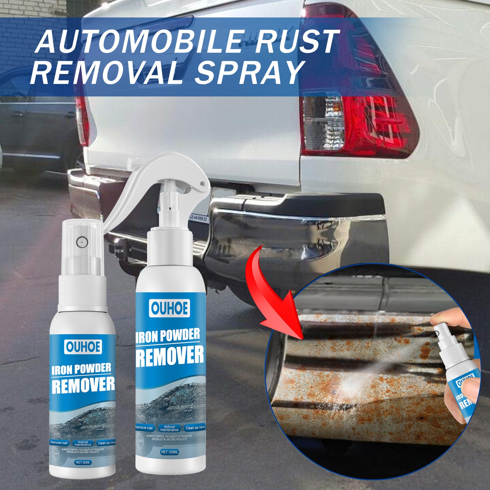 Car Rust Remover Spray – Removes Iron Powder & Restores Shine